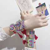 Crystal 26 Letter Braided Bracelet, Adjustable Multi-Layer Embroidery Bracelet
