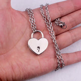 Layered Chains Punk Stainless Steel Padlock Necklace Rock Heart Lock