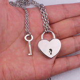 Layered Chains Punk Stainless Steel Padlock Necklace Rock Heart Lock