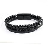 Men's Tiger Eye Multi-Layer Leather Bracelet