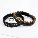 Men's Tiger Eye Multi-Layer Leather Bracelet