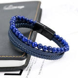 Men's Tiger Eye Multi-Layer Leather Bracelet