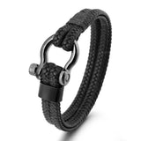 Leather Rope Stainless Steel Bracelet Men's Accessories