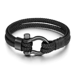 Leather Rope Stainless Steel Bracelet Men's Accessories