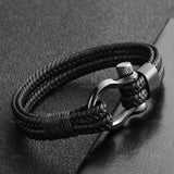 Leather Rope Stainless Steel Bracelet Men's Accessories