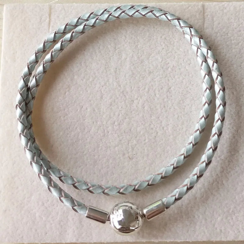 Light Leather Bracelets for Women with Silver Clasp