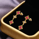 S925 Silver Gold-Plated Ruby Earrings Diamond Inlaid Ladies Bracelet