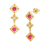 S925 Silver Gold-Plated Ruby Earrings Diamond Inlaid Ladies Bracelet