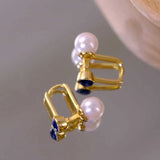 Light Sapphire Pearl Earrings for Women Front and Back Two Wearing Sense