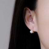 Light Sapphire Pearl Earrings for Women Front and Back Two Wearing Sense