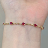 Silver Inlaid Ruby Diamond Bracelet for Women