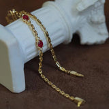 Silver Inlaid Ruby Diamond Bracelet for Women