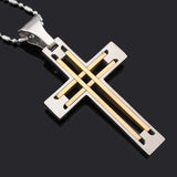 Men's Geometric Titanium Steel Cross Pendant Necklace Retro BP387