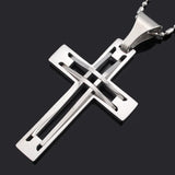 Men's Geometric Titanium Steel Cross Pendant Necklace Retro BP387