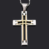 Men's Geometric Titanium Steel Cross Pendant Necklace Retro BP387