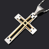 Men's Geometric Titanium Steel Cross Pendant Necklace Retro BP387