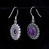 7MM Purple Dragon Crystal Peacock Flower Earrings