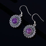 7MM Purple Dragon Crystal Peacock Flower Earrings