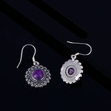 7MM Purple Dragon Crystal Peacock Flower Earrings