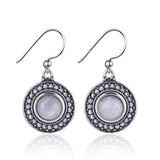 925 Silver Moonstone Retro Dot Earrings Party Wedding