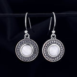 925 Silver Moonstone Retro Dot Earrings Party Wedding