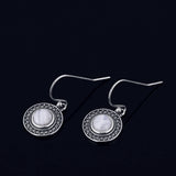 925 Silver Moonstone Retro Dot Earrings Party Wedding