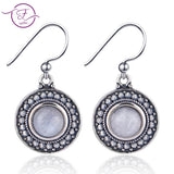 925 Silver Moonstone Retro Dot Earrings Party Wedding