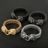 Punk Titanium Steel Lion Head Bracelet