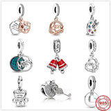 Family Paw Prints in My Heart Mom Dangle Beads Silver 925 Bracelet DIY