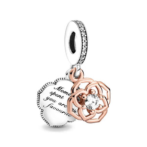 Family Paw Prints Heart Dance Mom Dangle Beads Silver 925 Bracelet DIY
