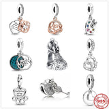 Family Paw Prints Heart Dance Mom Dangle Beads Silver 925 Bracelet DIY