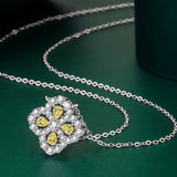 Lucky 4-Leaf Clover Necklace Yellow Diamond Zircon Chain Wedding Jewelry