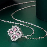Lucky 4-Leaf Clover Necklace Yellow Diamond Zircon Chain Wedding Jewelry