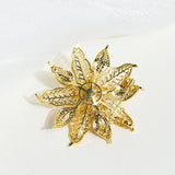 14K Plated Pearl Flower CZ Brooch Lady Scarf Buckle