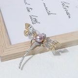 Purple Freshwater Pearl Dragonfly Brooch Scarf Buckle