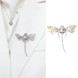 Purple Freshwater Pearl Dragonfly Brooch Scarf Buckle