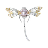 Purple Freshwater Pearl Dragonfly Brooch Scarf Buckle