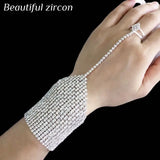 Rhinestone Chain Bracelet Crystal Wedding Jewelry Dance Gloves