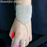 Rhinestone Chain Bracelet Crystal Wedding Jewelry Dance Gloves