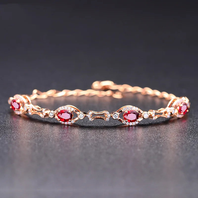 Rose Red Tourmaline Gem Bracelet