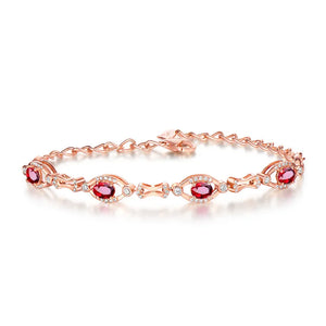 Rose Red Tourmaline Gem Bracelet