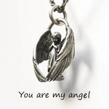 Unisex Retro Silver Angel Pendant Necklace