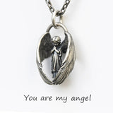 Unisex Retro Silver Angel Pendant Necklace