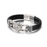 Men's Leather Bracelet Vintage Lion Head Design