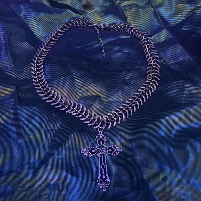Metal Cross Hip Hop Collarbone Sweater Chain