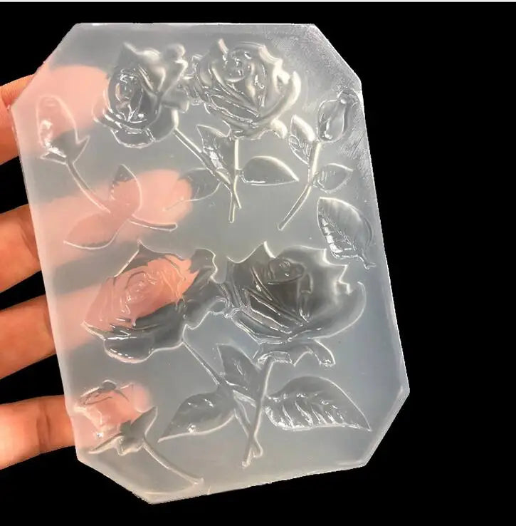 Rose Flower Silicone Mold Epoxy UV Glue Clay Hand-free Polishing Accessories