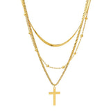 Multi-layer Snakebone Chain Necklace Cross Pendant Sweater Chain
