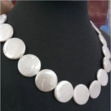 20mm Coin Necklace Beads Wedding Party Big Baroque Freshwater Pearl