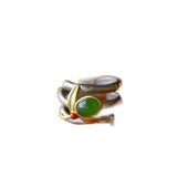 Natural Hetian Jade Green Leaves Bamboo Adjustable Ring