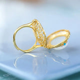 Natural Hetian Jade Turquoise Ring for Women Adjustable Open Hollow Gawu Box Jew